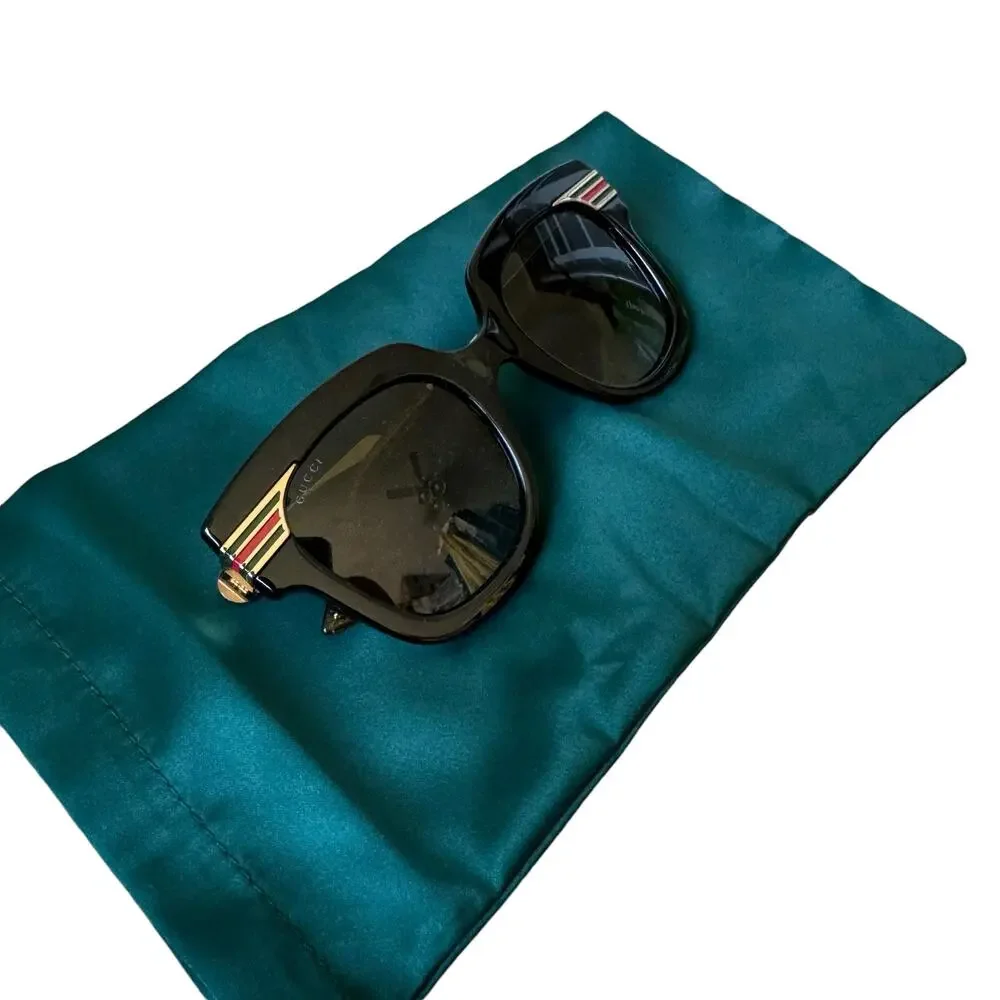 GUCCI Women's Oversized Sunglasses Black Gold Glitter/Gradient